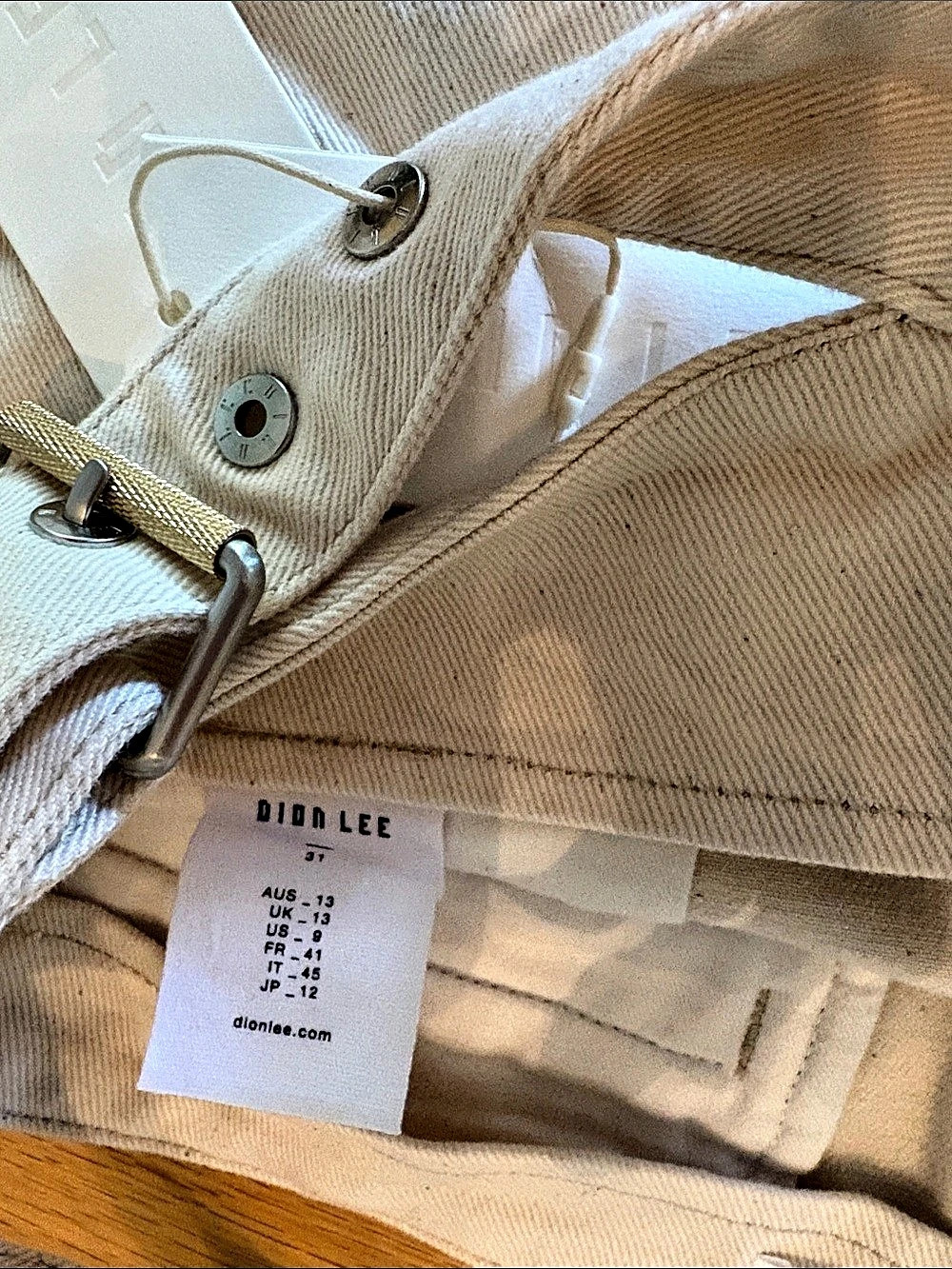 Dion Lee | Beige Y front jeans in White Size US 31 NWT - Picture 3 of 3